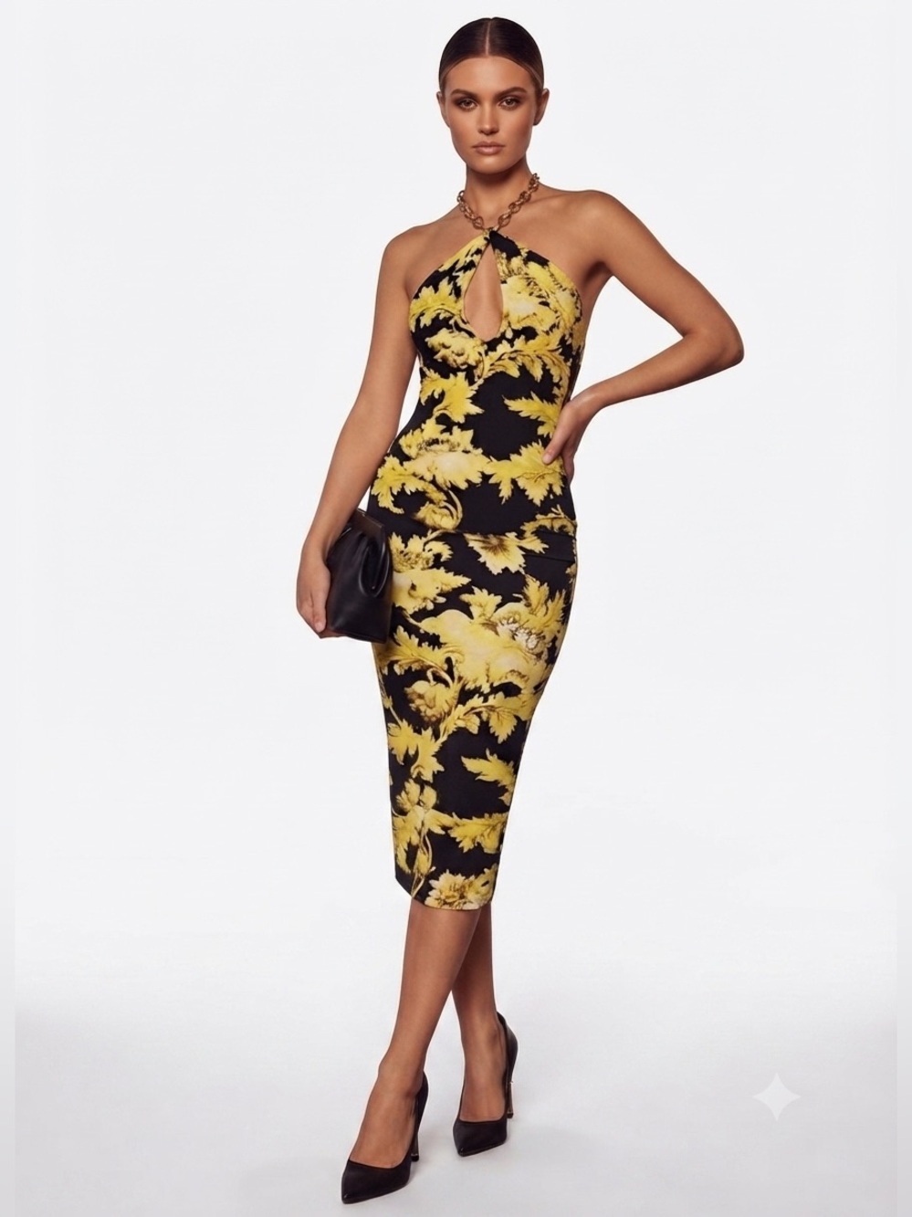 ASOS DESIGN  Halter Neck With Chain Floral Dress